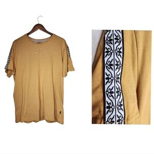 Sunrise Kingdom Taped Sleeve Crew Neck Tee in Mustard Size XL